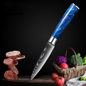 Stainless Steel Chef Knife With Blue Resin Handle